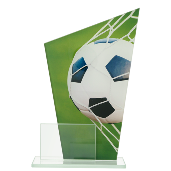 Trofeu din sticla personalizat fotbal